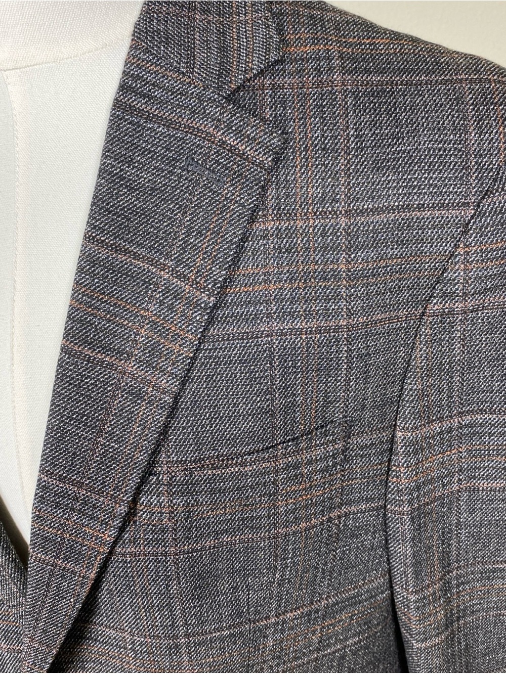 Joseph Abboud Heritage Men’s 42R Blazer Gray Brown Plaid Stretch 2 Button - Picture 3 of 12